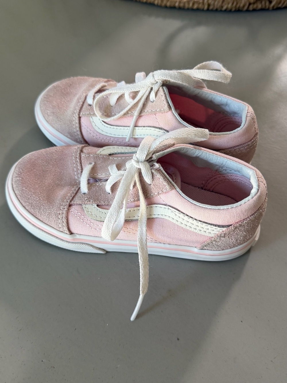 Vans Kids Pink and White Old Skool Sneakers Size 9